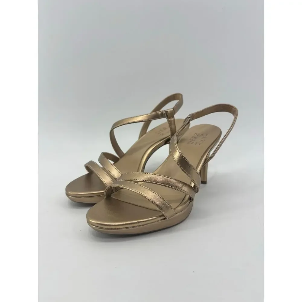 Naturalizer Gold Sandals Size 8 Brenta Womens Formal Event Wedding
